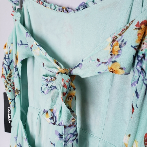 Lulus NWT Sunny Meadow Sage Floral Tie-Back Dress - Picture 5 of 8